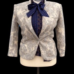 Liz Claiborne Patterned Gray Blazer